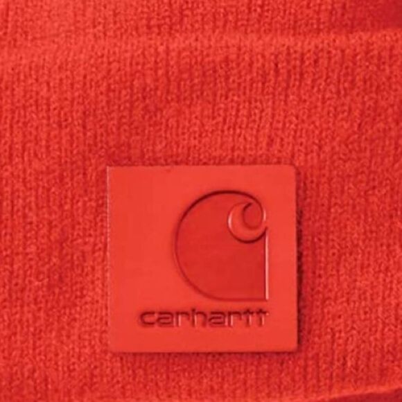Red Carhartt Tonal Patch Beanie Hat NEW - Picture 3 of 3